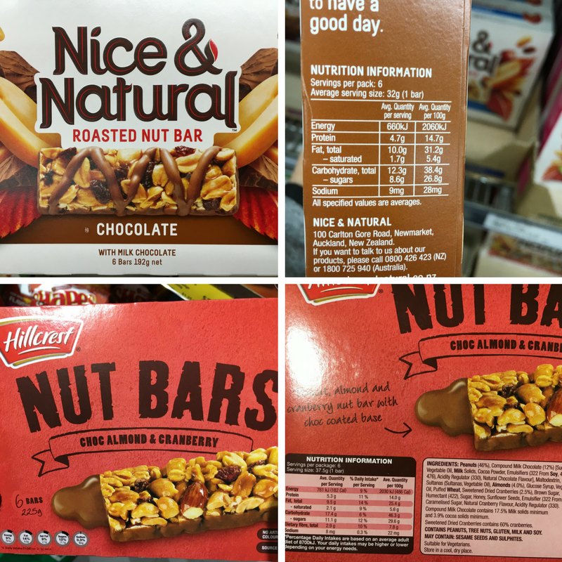 Nice Natural Nut Bar vs Aldi Nut Bar