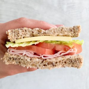 Ham and salad sandwhich